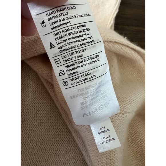 Vince Nude Blush Wool Cashmere Sweater Womens Large Relaxed Beige Boatneck - Picture 6 of 14